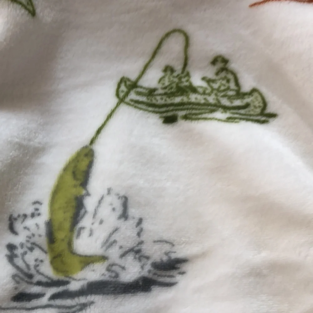 Eddie Bauer Multicolor Nature FISHING Print Plush Throw